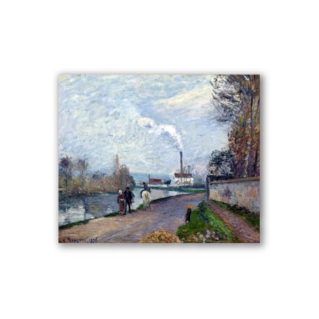 El Río Oise cerca de Pontoise con Cielo Gris